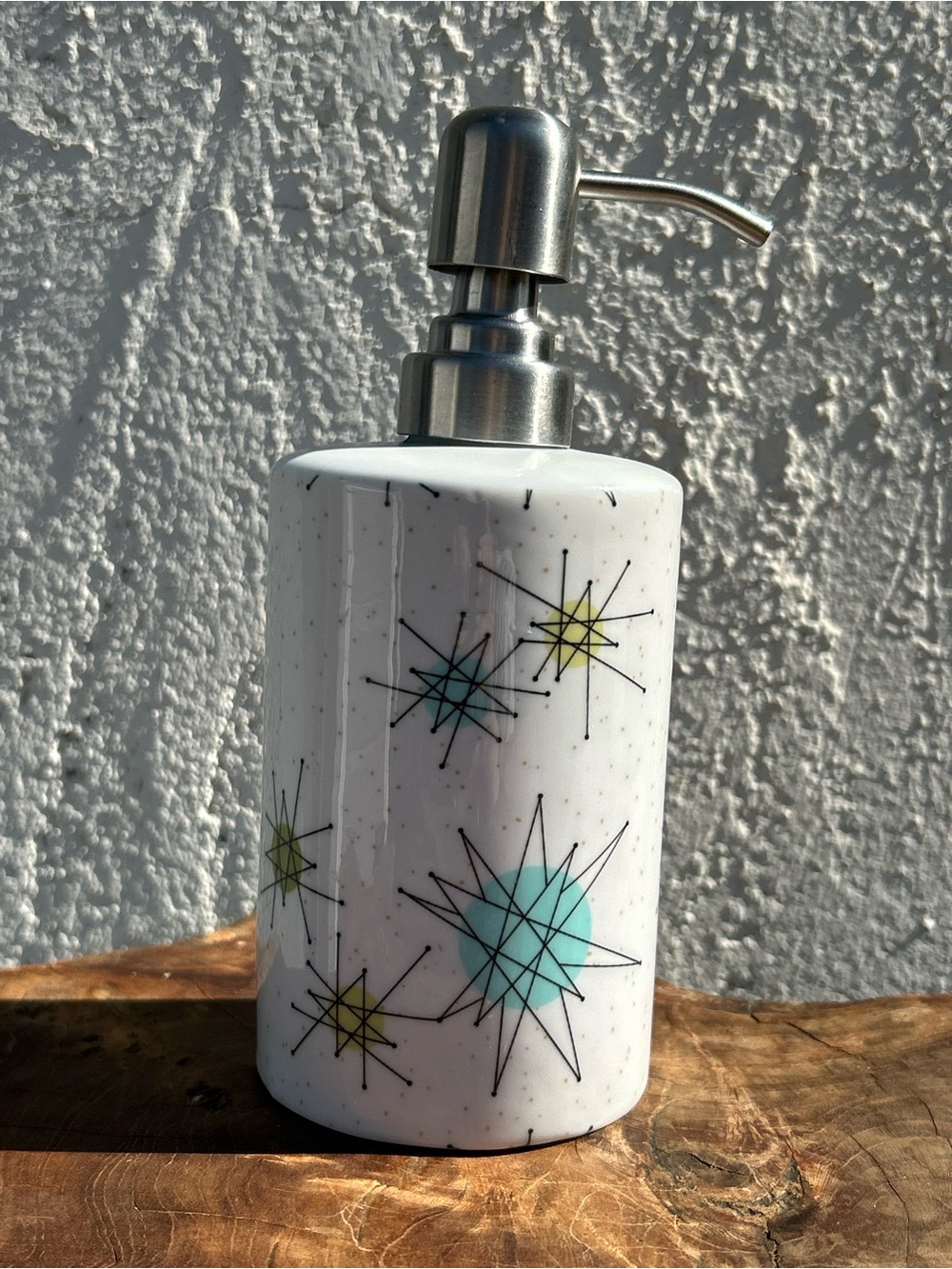Mid-Century Modern Looking Starburst Ceramic Soap Dispenser Stars Atomic